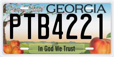 GA license plate PTB4221