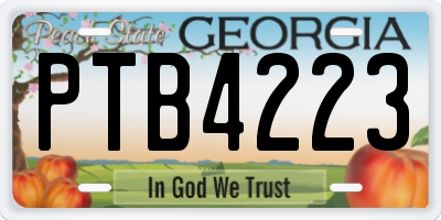 GA license plate PTB4223