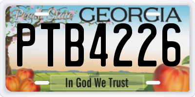 GA license plate PTB4226