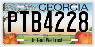 GA license plate PTB4228