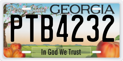 GA license plate PTB4232