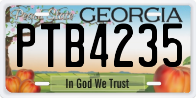 GA license plate PTB4235