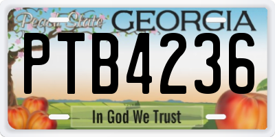 GA license plate PTB4236