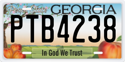GA license plate PTB4238