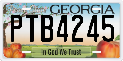 GA license plate PTB4245