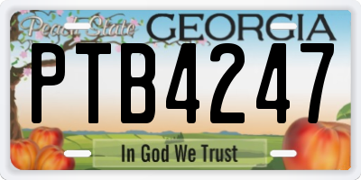 GA license plate PTB4247
