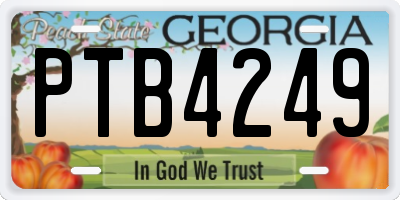 GA license plate PTB4249