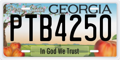 GA license plate PTB4250