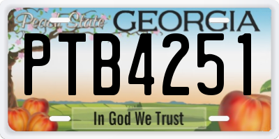 GA license plate PTB4251
