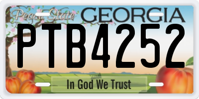 GA license plate PTB4252