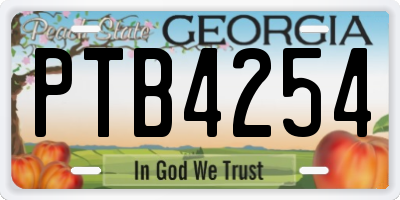 GA license plate PTB4254
