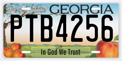 GA license plate PTB4256