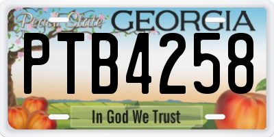 GA license plate PTB4258