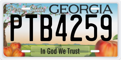 GA license plate PTB4259