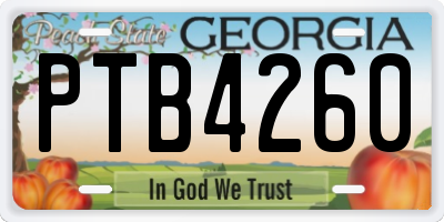 GA license plate PTB4260