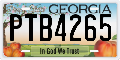GA license plate PTB4265