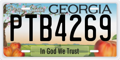 GA license plate PTB4269
