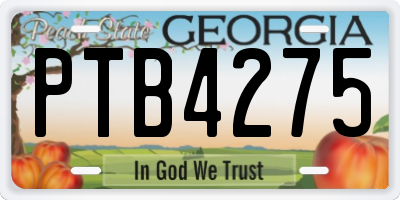 GA license plate PTB4275