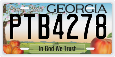 GA license plate PTB4278
