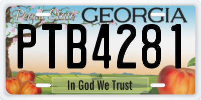 GA license plate PTB4281