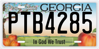 GA license plate PTB4285