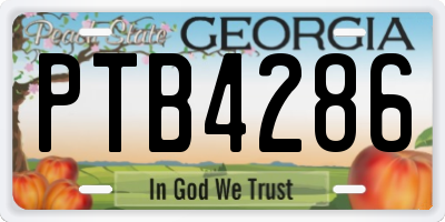 GA license plate PTB4286