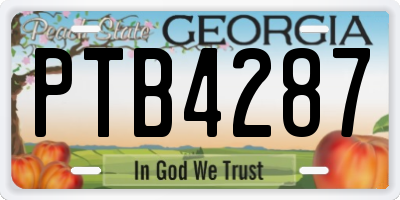 GA license plate PTB4287