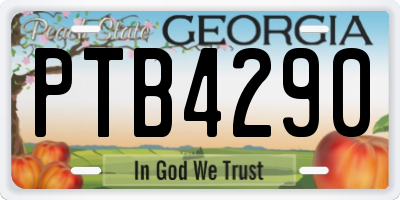 GA license plate PTB4290