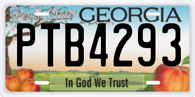 GA license plate PTB4293