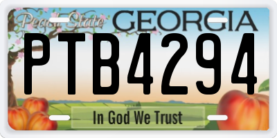 GA license plate PTB4294
