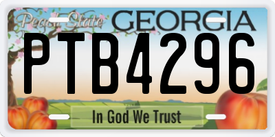 GA license plate PTB4296