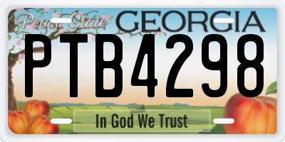 GA license plate PTB4298