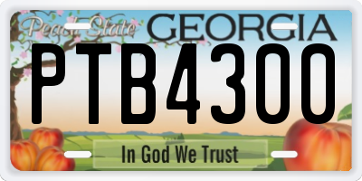 GA license plate PTB4300