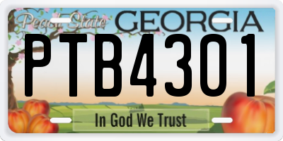GA license plate PTB4301