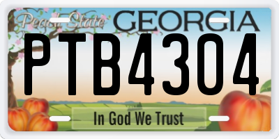 GA license plate PTB4304