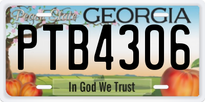 GA license plate PTB4306