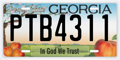 GA license plate PTB4311