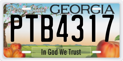 GA license plate PTB4317