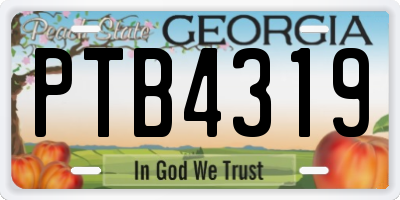 GA license plate PTB4319
