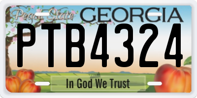 GA license plate PTB4324