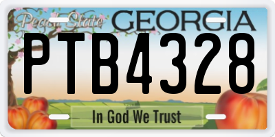 GA license plate PTB4328