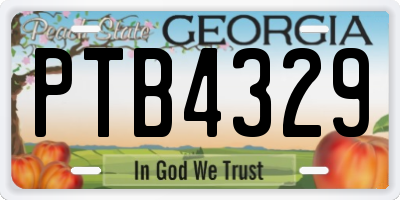 GA license plate PTB4329