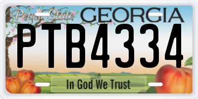 GA license plate PTB4334