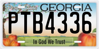 GA license plate PTB4336