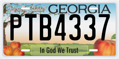 GA license plate PTB4337