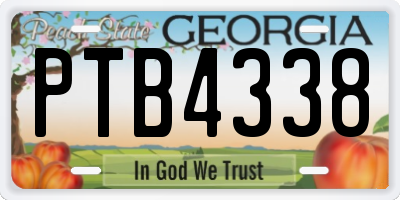 GA license plate PTB4338