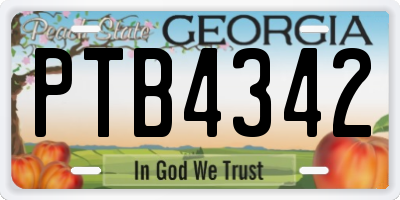 GA license plate PTB4342