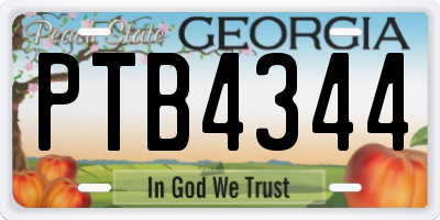 GA license plate PTB4344