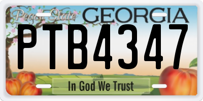 GA license plate PTB4347