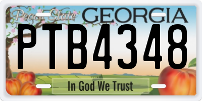 GA license plate PTB4348